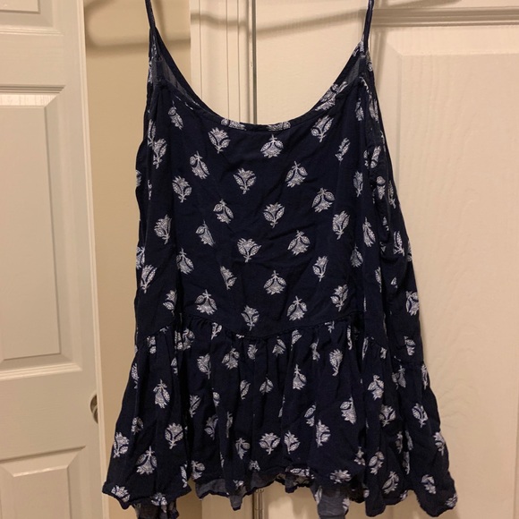 Tank Top Dark Blue w/ Flowers - Picture 2 of 3